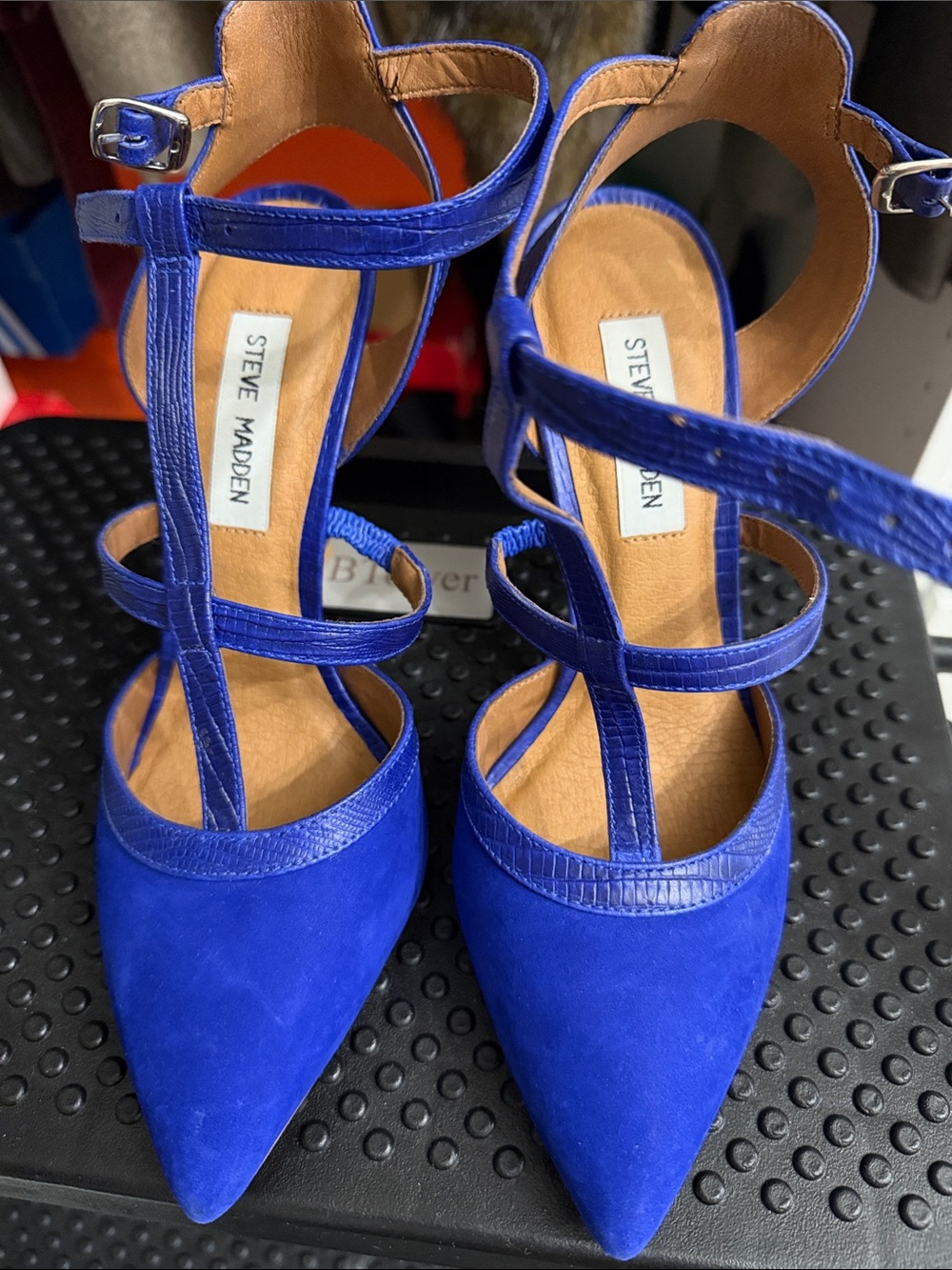 Steve Madden Cobalt Blue Strappy Pointed-Toe Heels